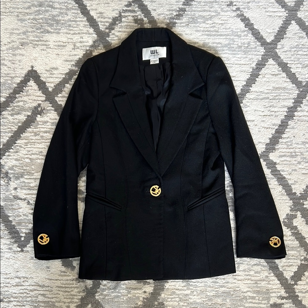 Women's Black Blazer with Gold Accents